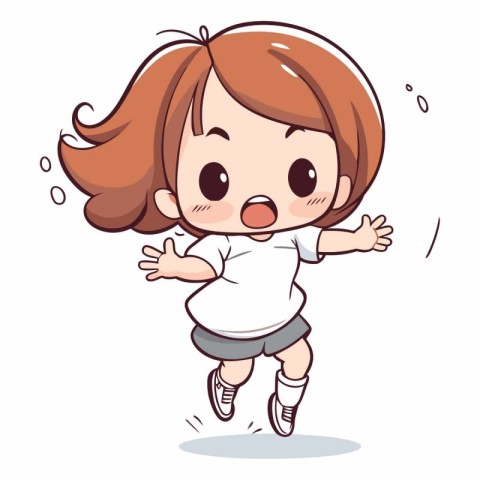 Illustration of a Cute Little Girl Jumping in the Air