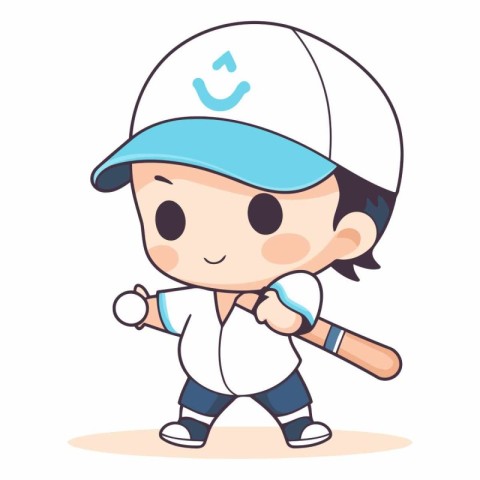 Baseball Player - Cute Little Boy Cartoon Mascot Character