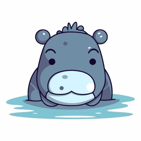 Cute hippopotamus cartoon icon of a hippo.