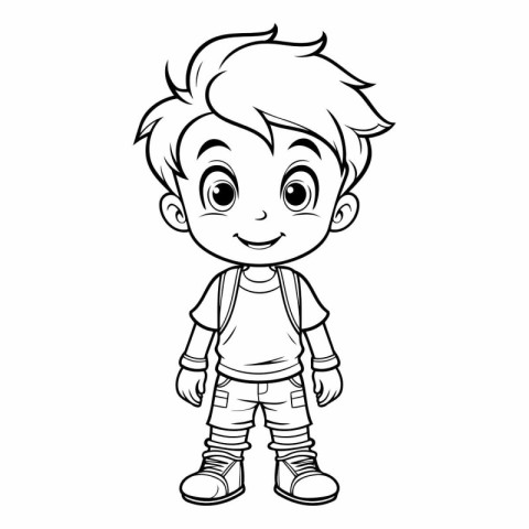 Vector illustration of Cute Little Boy Cartoon Character for Col