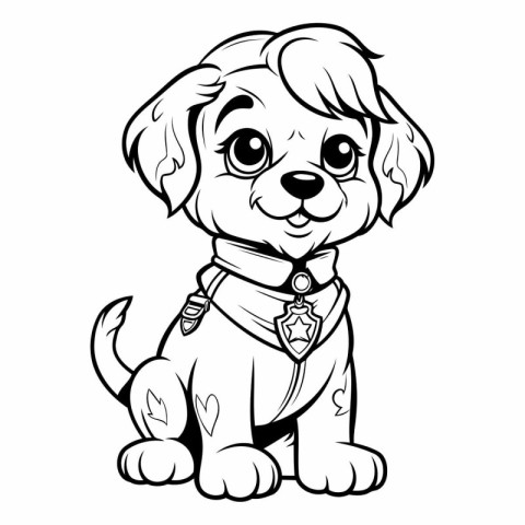 Cute cartoon dog. Vector clip art illustration for coloring book