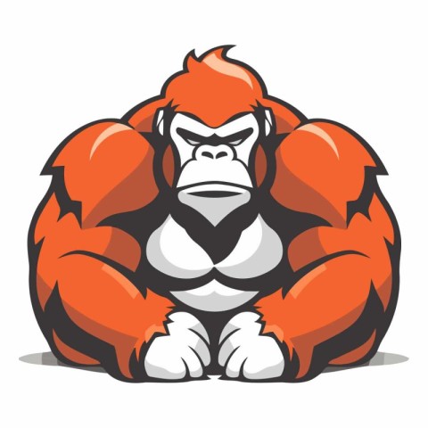 Vector illustration of an angry gorilla sitting isolated on a wh