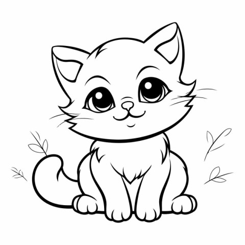 Cute cartoon cat. Coloring book for children.