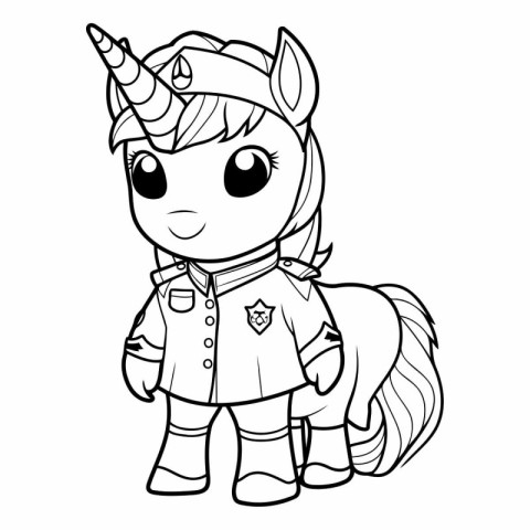 Unicorn Coloring Page for Kids. Cartoon Vector Illustration