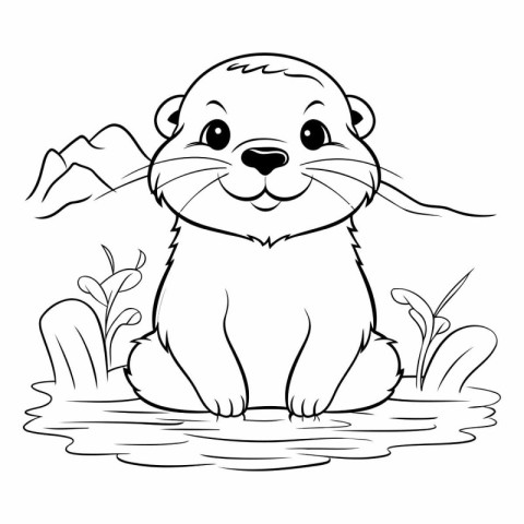 Cute otter. Coloring book for children.