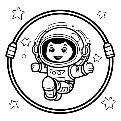 Coloring book for children: Astronaut in space suit.