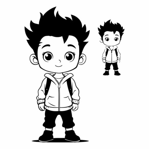 cute little boy and boy with fashion clothes cartoon vector illu