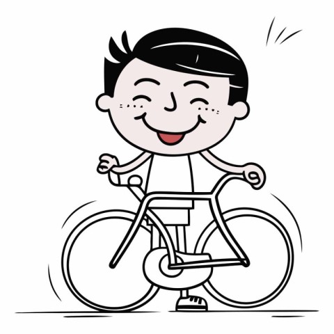 Happy Boy Riding Bicycle - Cartoon Vector IllustrationÃ¯Â»Â