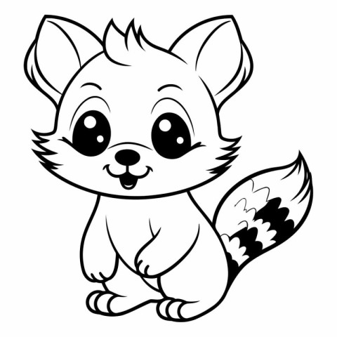 Vector illustration of Cute little fox. Coloring book for childr