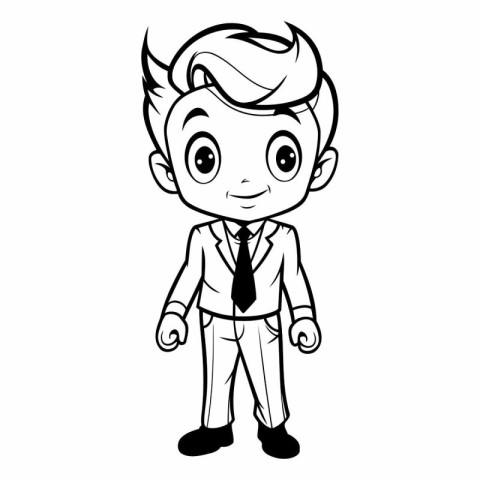 Businessman Cartoon Mascot Character Vector Icon Illustration Gr