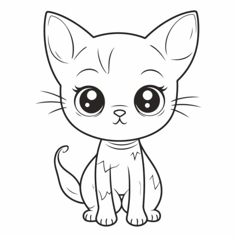 Cute cartoon cat. Coloring book for children.