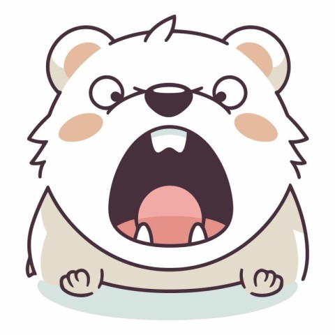 Polar bear cartoon vector illustration. Cute cartoon polar bear