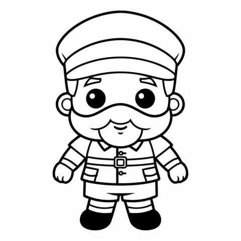 Garden gnome - Black and White Cartoon Illustration. Vector