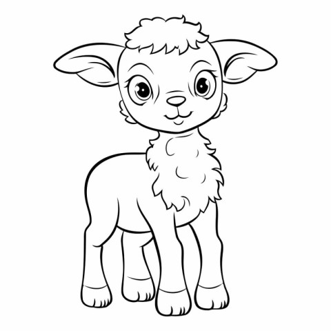 Cute sheep - black and white vector illustration for coloring bo