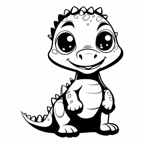 Cute baby dinosaur isolated on white background. Vector cartoon