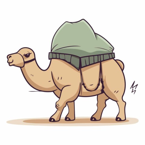 Camel in a military jacket on a white background.