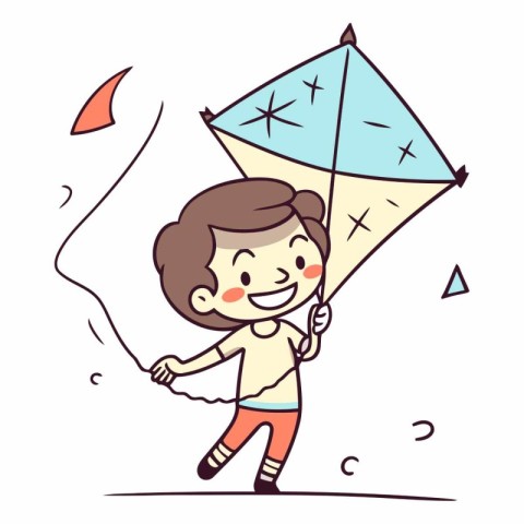 Cute little boy playing with a kite.