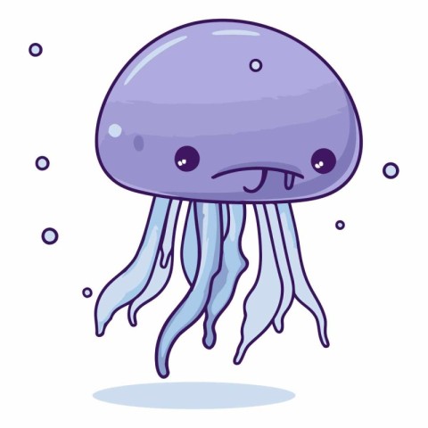 Illustration of a cute cartoon jellyfish on a white background.