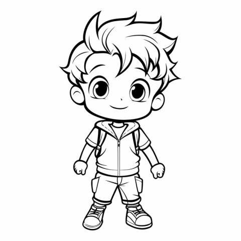 Cute little boy for coloring book or page.