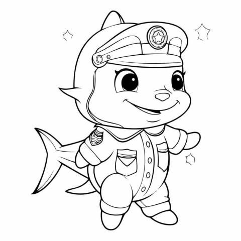 Coloring Page Outline Of a Cute Cartoon Policeman Character