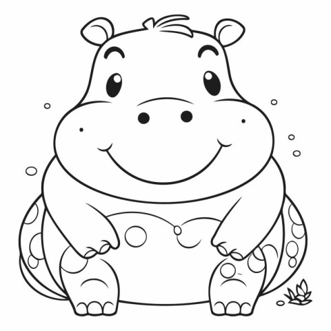 Coloring Page Outline Of Hippo Cartoon Character Vector Illustra