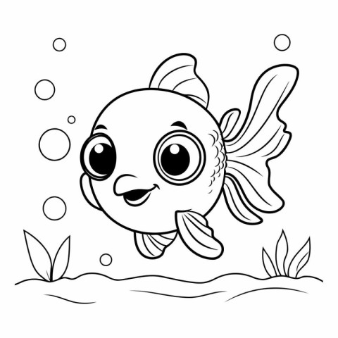 Coloring book for children: Cute cartoon goldfish.