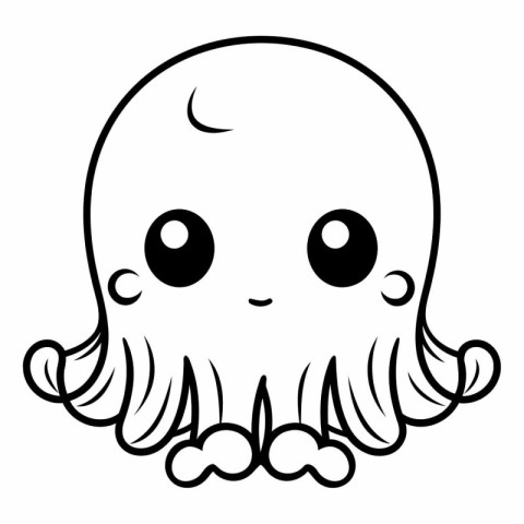 cute octopus cartoon vector illustration graphic design in black