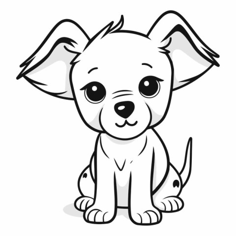 Cute cartoon dog. Black and white vector illustration for colori