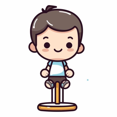 cute little boy with sport clothes cartoon vector illustration g