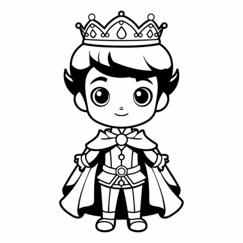 cute little prince with crown character vector illustration desi