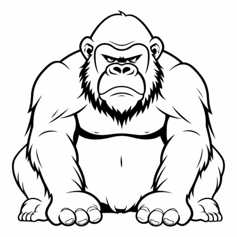 Gorilla - black and white vector illustration ready for vinyl cu