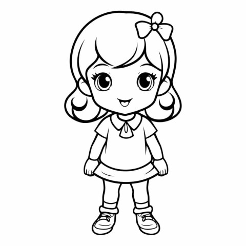 Coloring book for children: girl in school uniform