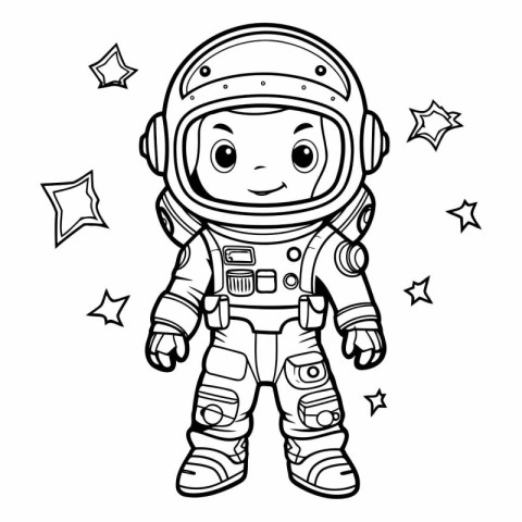 Coloring book for children: astronaut in space costume.