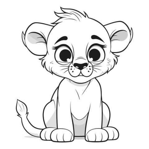 Vector illustration of a cute cartoon lion. Isolated on white ba