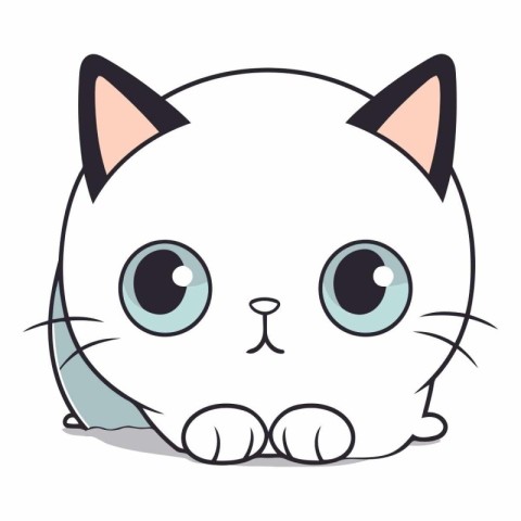 cute cat face on white background. eps