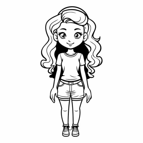 cute little girl cartoon vector illustration graphic design vect