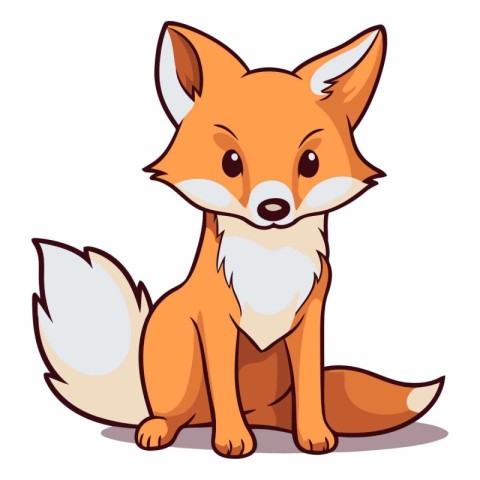 Cute cartoon fox isolated on a white background.