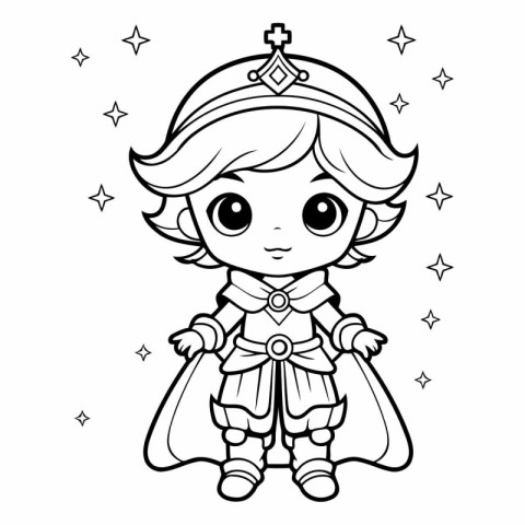 Coloring Page Outline Of cartoon prince girl.