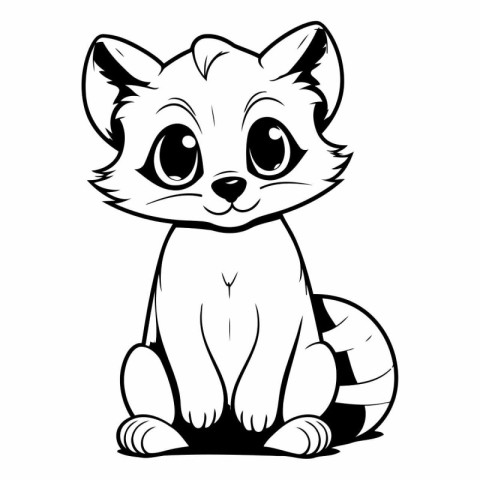 Cute cartoon cat isolated on a white background.