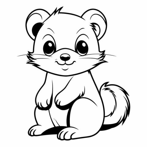 Black and White Cartoon Illustration of Cute Ground Squirrel Ani