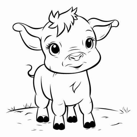 Vector illustration of Cute baby cow. Coloring book for kids