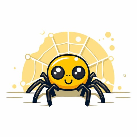 Cute cartoon spider on white background for your design