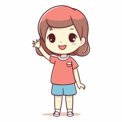 Girl in casual clothes. Cute cartoon character.