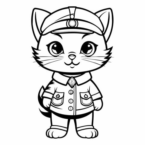 Mascot Illustration of Cute Cat Pilot Animal Character Coloring