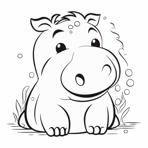 Illustration of a cute hippo on a white background