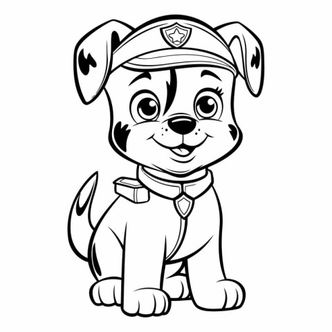 Black and White Cartoon Illustration of Cute Puppy Dog Animal Ch