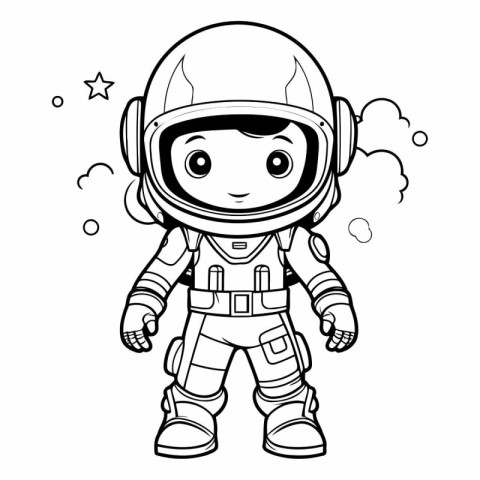 Coloring book for children: astronaut in space suit and helmet w