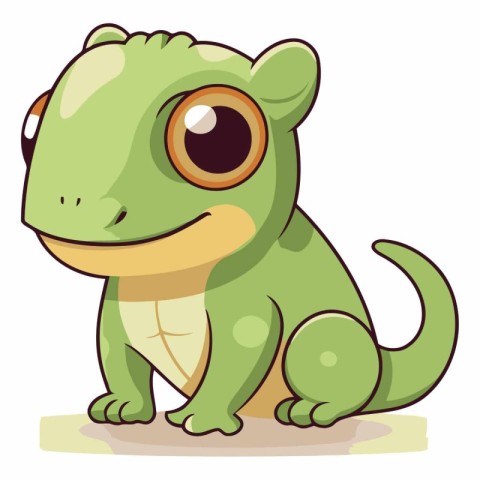 Illustration of a Cute Green Lizard on White Background - Vector