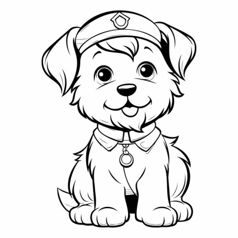 Black and White Cartoon Illustration of Cute Puppy Dog Animal Ch