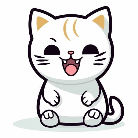 Cute cartoon cat isolated on a white background.